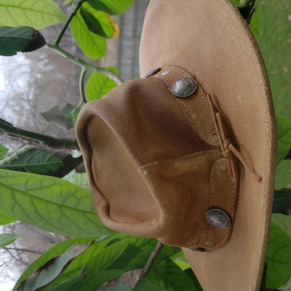 Minnetonka The Outback Leather Hat Buffalo Nickel Detail LightTan Small - Picture 3 of 13